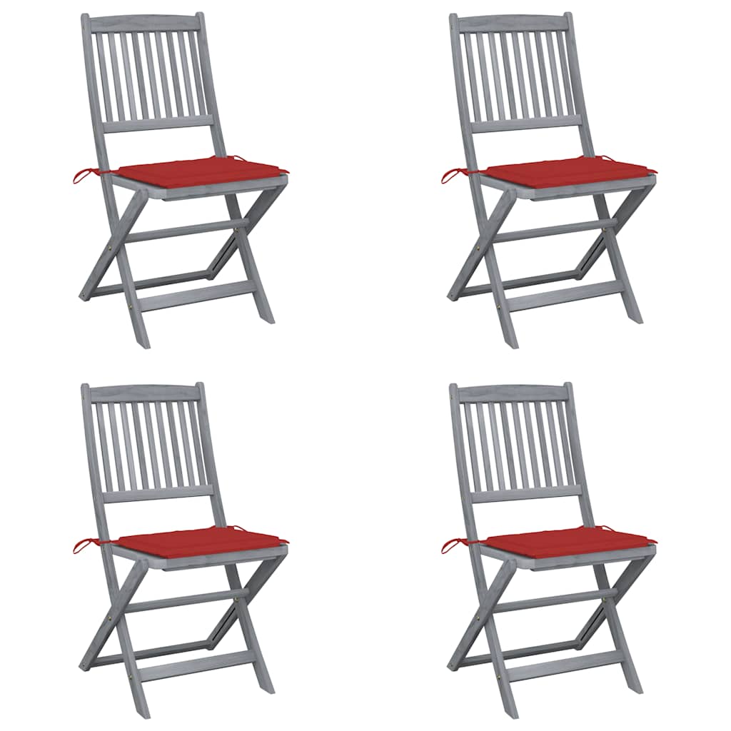Tuinstoelen 4 st inklapbaar met kussens massief acaciahout is nu te koop bij PeponiXL, paradijselijk wonen!