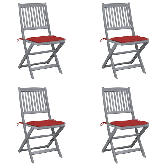 Tuinstoelen 4 st inklapbaar met kussens massief acaciahout is nu te koop bij PeponiXL, paradijselijk wonen!