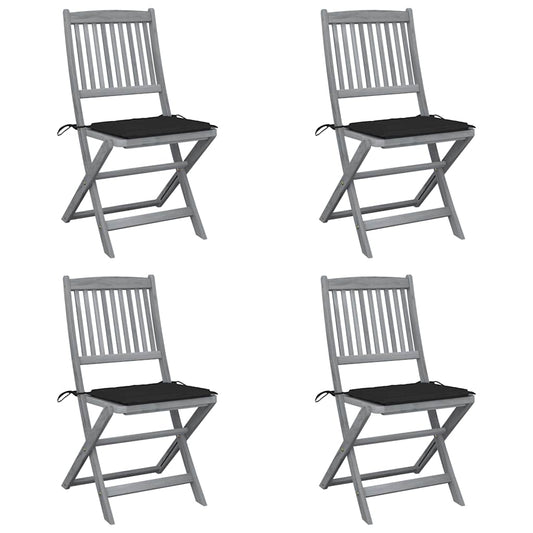 Tuinstoelen 4 st inklapbaar met kussens massief acaciahout is nu te koop bij PeponiXL, paradijselijk wonen!