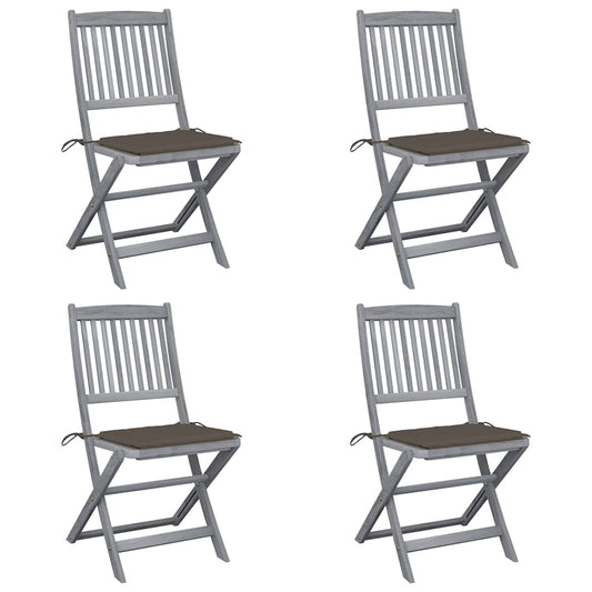 Tuinstoelen 4 st inklapbaar met kussens massief acaciahout is nu te koop bij PeponiXL, paradijselijk wonen!