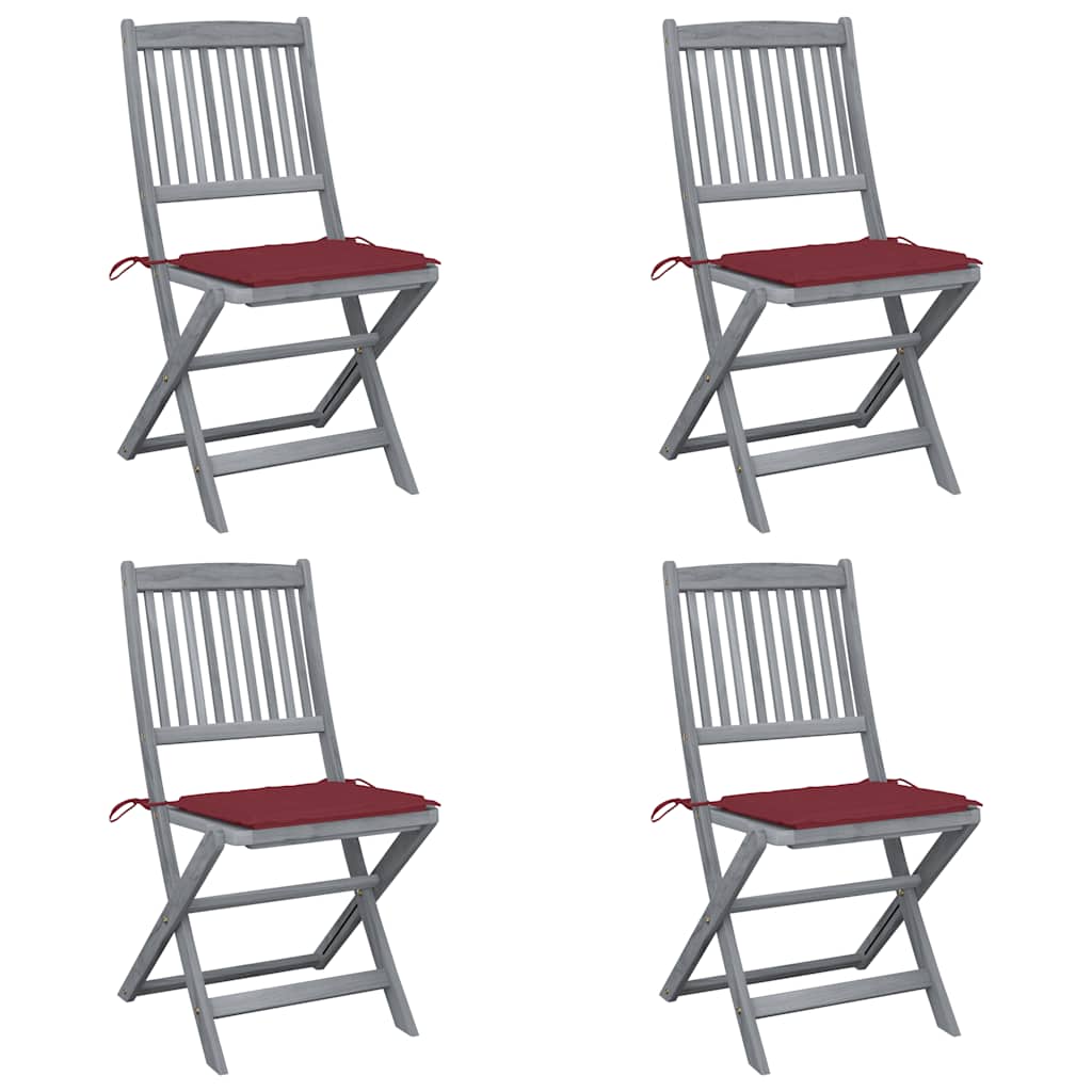 Tuinstoelen 4 st inklapbaar met kussens massief acaciahout is nu te koop bij PeponiXL, paradijselijk wonen!