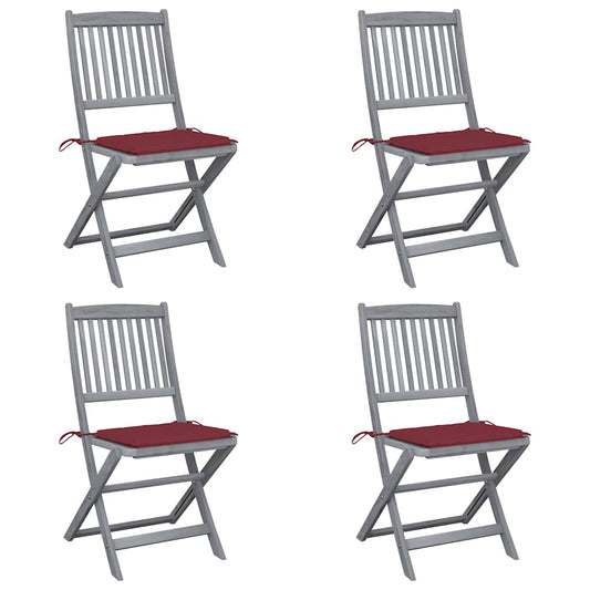 Tuinstoelen 4 st inklapbaar met kussens massief acaciahout is nu te koop bij PeponiXL, paradijselijk wonen!