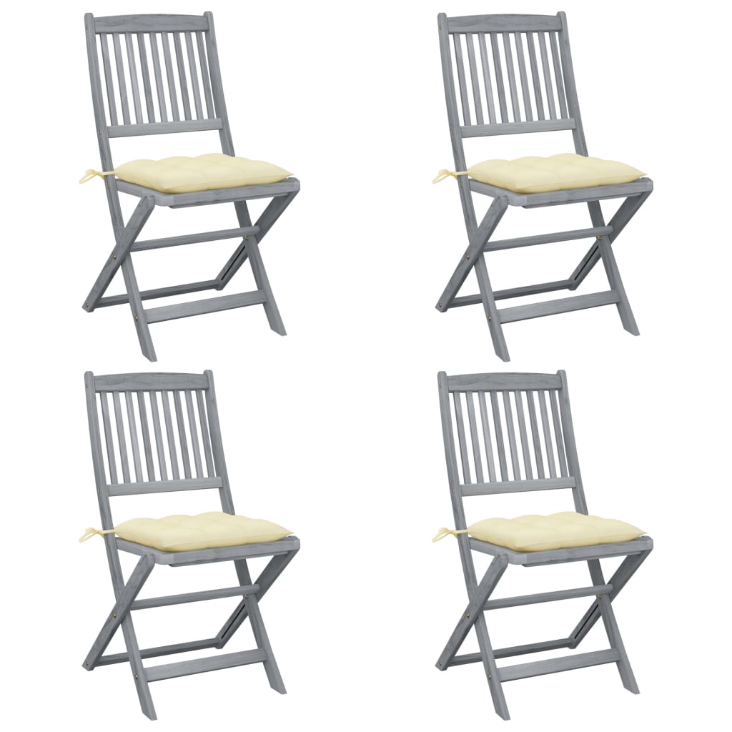 Tuinstoelen 4 st inklapbaar met kussens massief acaciahout is nu te koop bij PeponiXL, paradijselijk wonen!