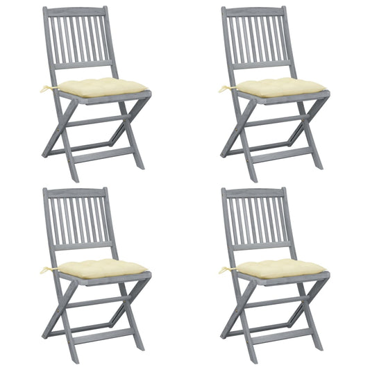 Tuinstoelen 4 st inklapbaar met kussens massief acaciahout is nu te koop bij PeponiXL, paradijselijk wonen!