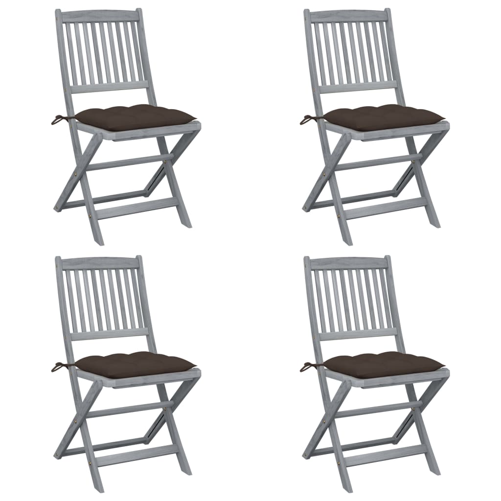 Tuinstoelen 4 st inklapbaar met kussens massief acaciahout is nu te koop bij PeponiXL, paradijselijk wonen!