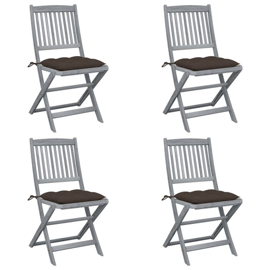 Tuinstoelen 4 st inklapbaar met kussens massief acaciahout is nu te koop bij PeponiXL, paradijselijk wonen!
