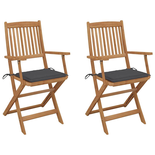 Tuinstoelen 2 st inklapbaar met kussens massief acaciahout is nu te koop bij PeponiXL, paradijselijk wonen!