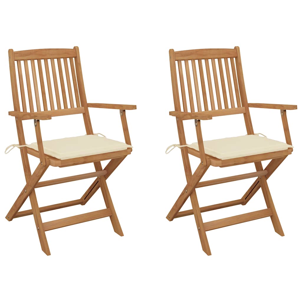 Tuinstoelen 2 st inklapbaar met kussens massief acaciahout is nu te koop bij PeponiXL, paradijselijk wonen!