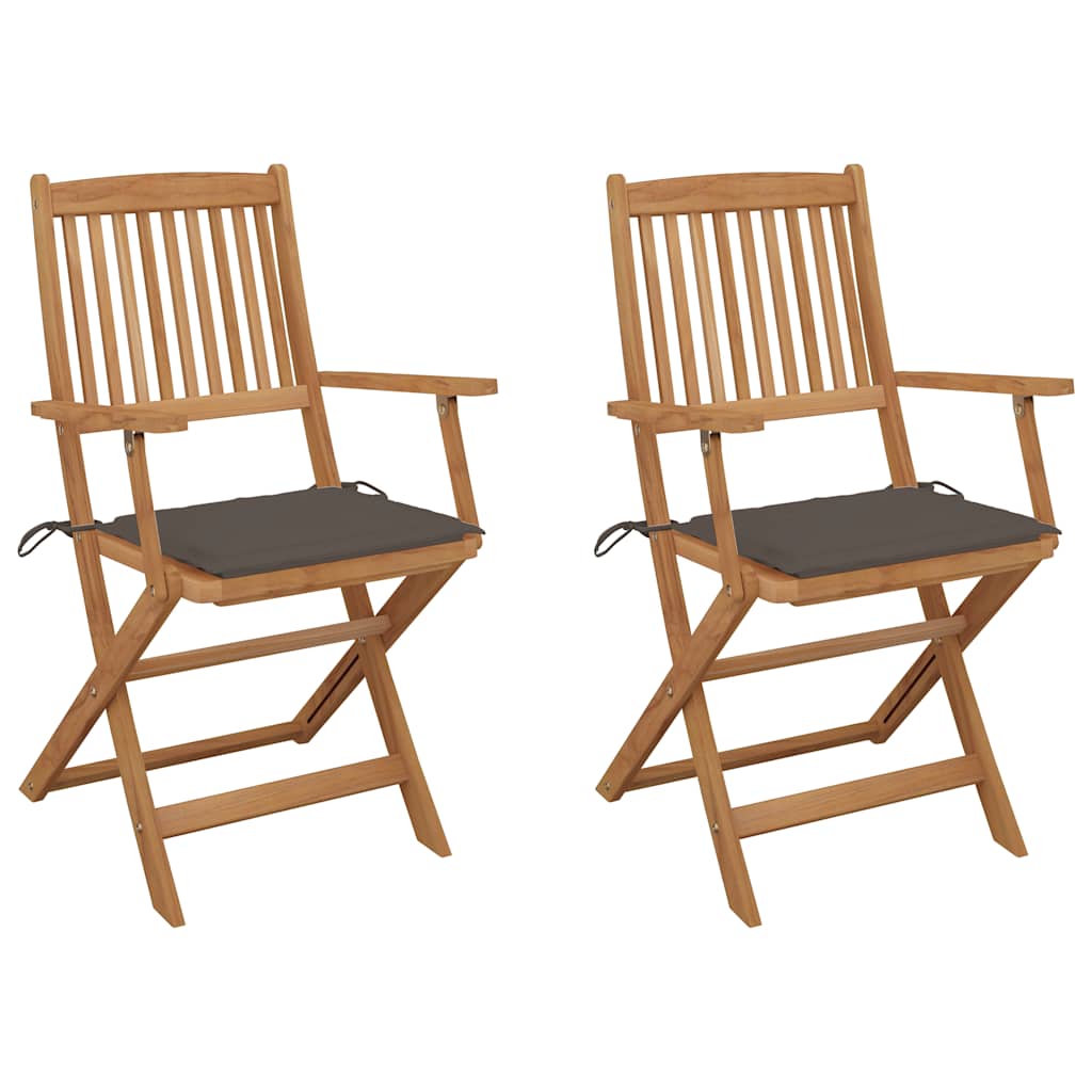 Tuinstoelen 2 st inklapbaar met kussens massief acaciahout is nu te koop bij PeponiXL, paradijselijk wonen!