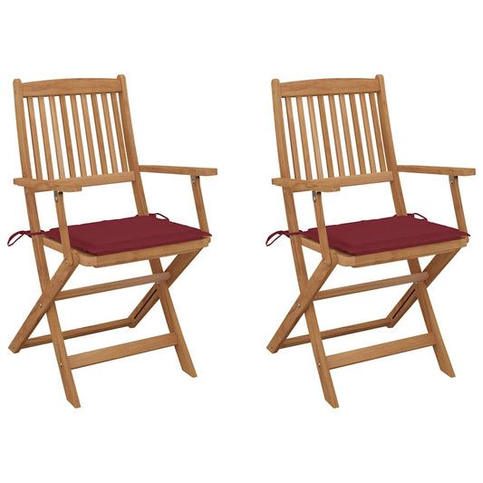 Tuinstoelen 2 st inklapbaar met kussens massief acaciahout is nu te koop bij PeponiXL, paradijselijk wonen!
