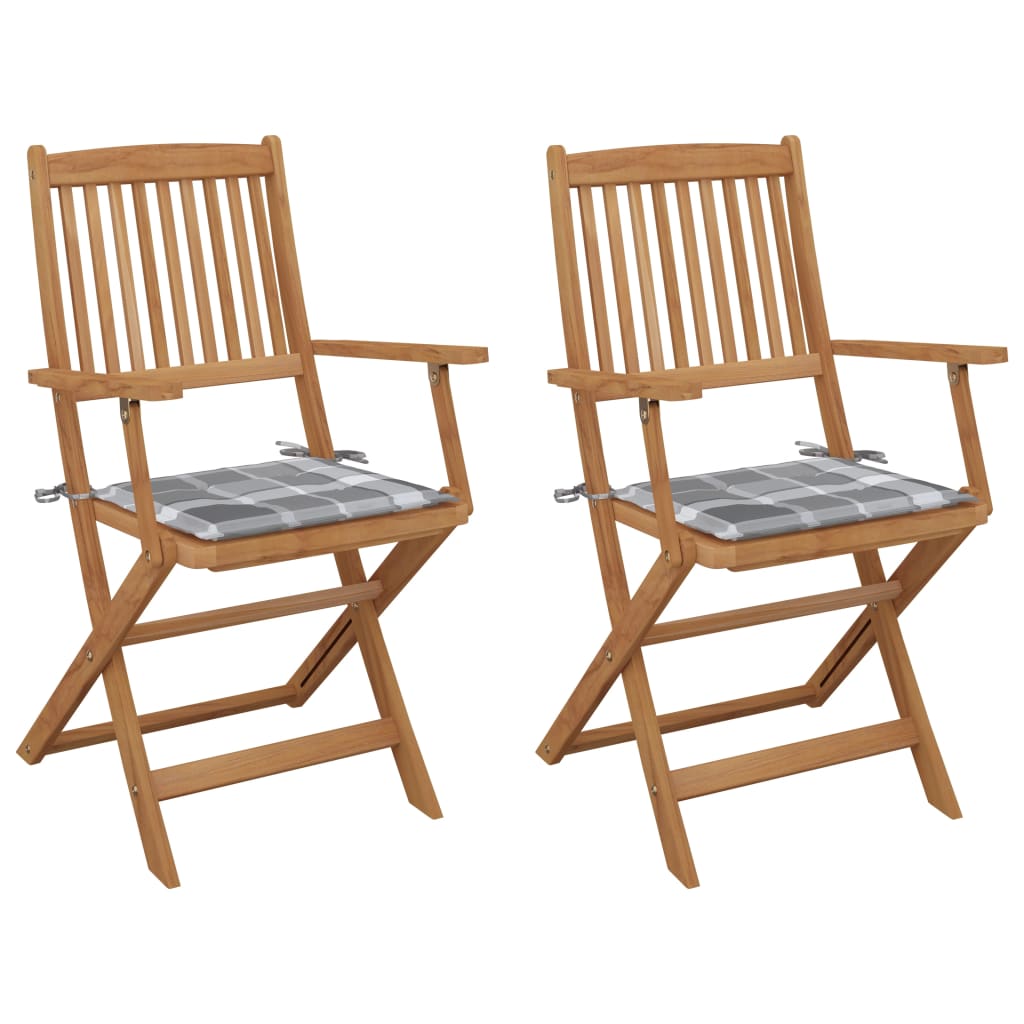 Tuinstoelen 2 st inklapbaar met kussens massief acaciahout is nu te koop bij PeponiXL, paradijselijk wonen!