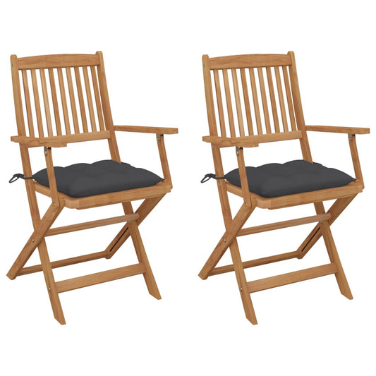Tuinstoelen 2 st inklapbaar met kussens massief acaciahout is nu te koop bij PeponiXL, paradijselijk wonen!