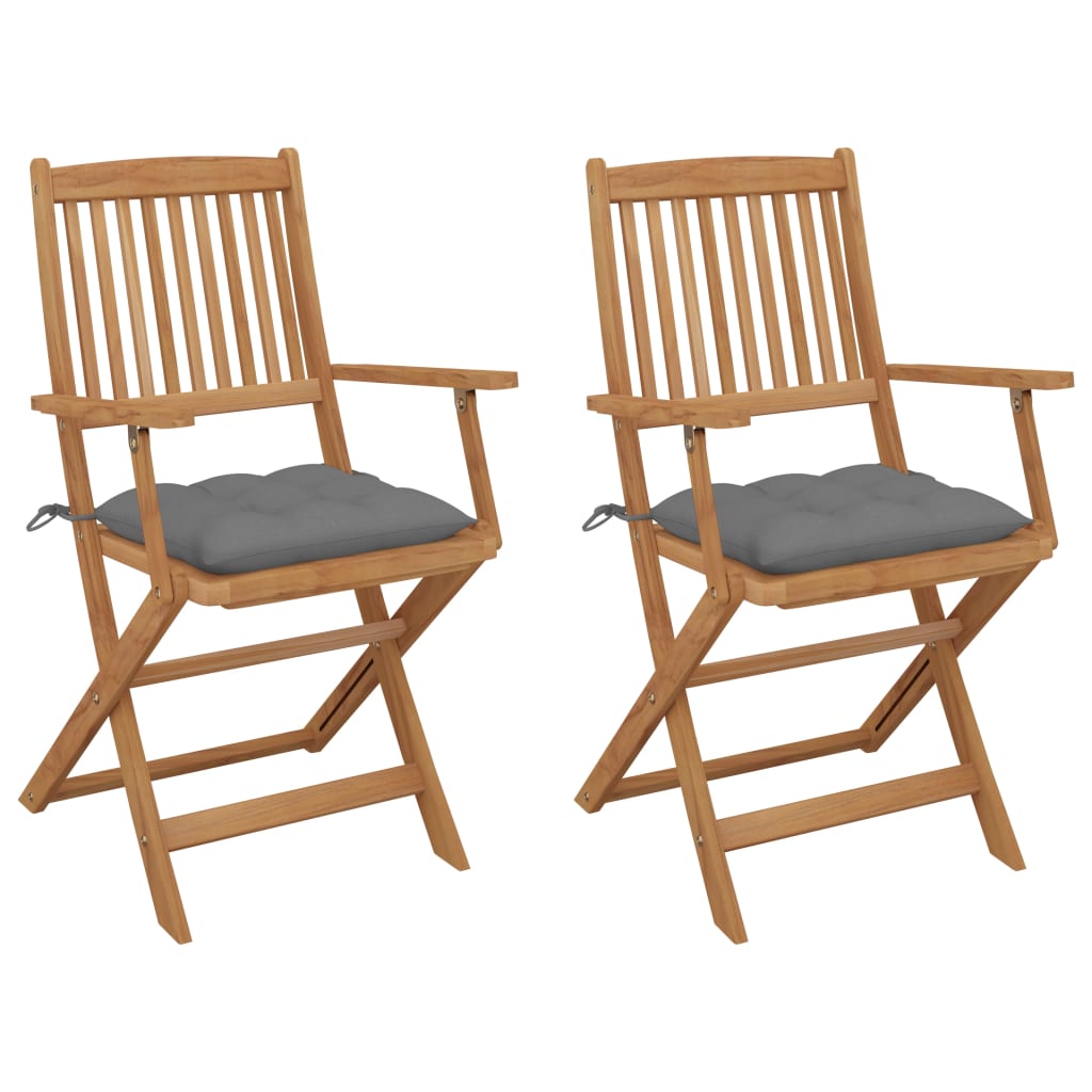 Tuinstoelen 2 st inklapbaar met kussens massief acaciahout is nu te koop bij PeponiXL, paradijselijk wonen!
