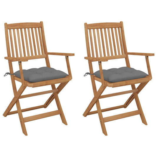 Tuinstoelen 2 st inklapbaar met kussens massief acaciahout is nu te koop bij PeponiXL, paradijselijk wonen!