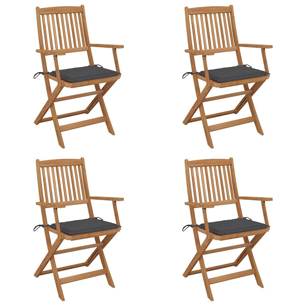 Tuinstoelen 4 st inklapbaar met kussens massief acaciahout is nu te koop bij PeponiXL, paradijselijk wonen!