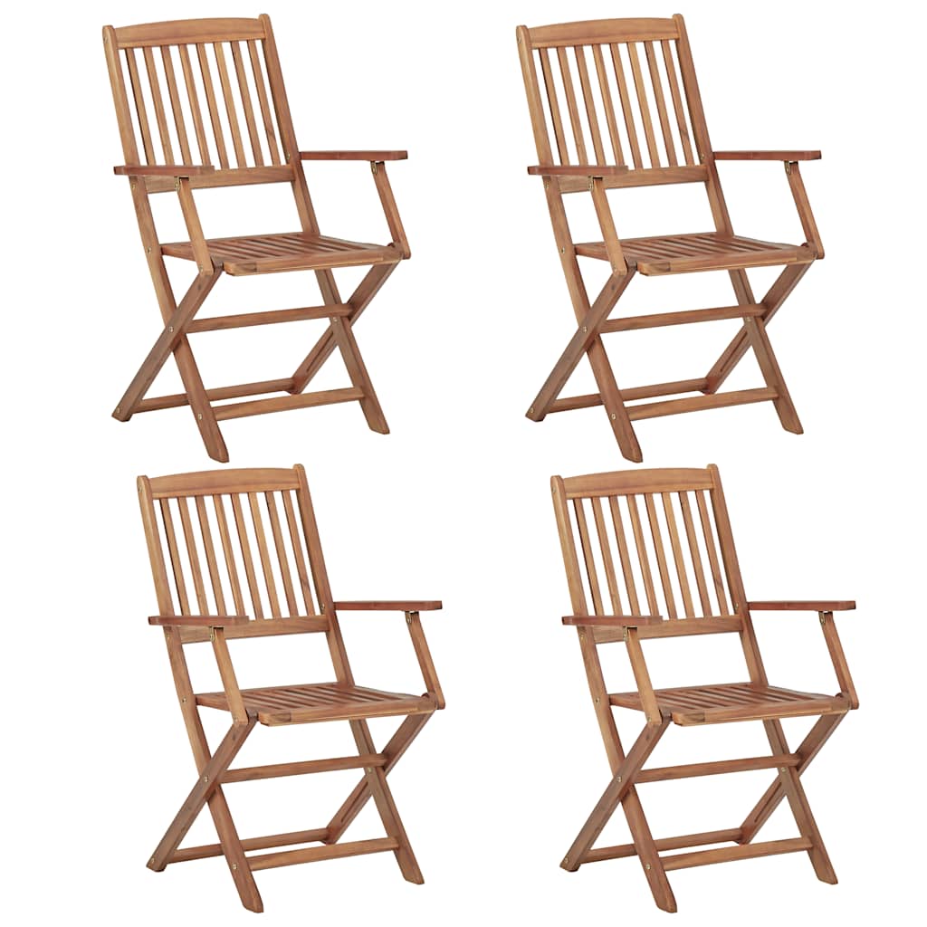 Tuinstoelen 4 st inklapbaar met kussens massief acaciahout is nu te koop bij PeponiXL, paradijselijk wonen!