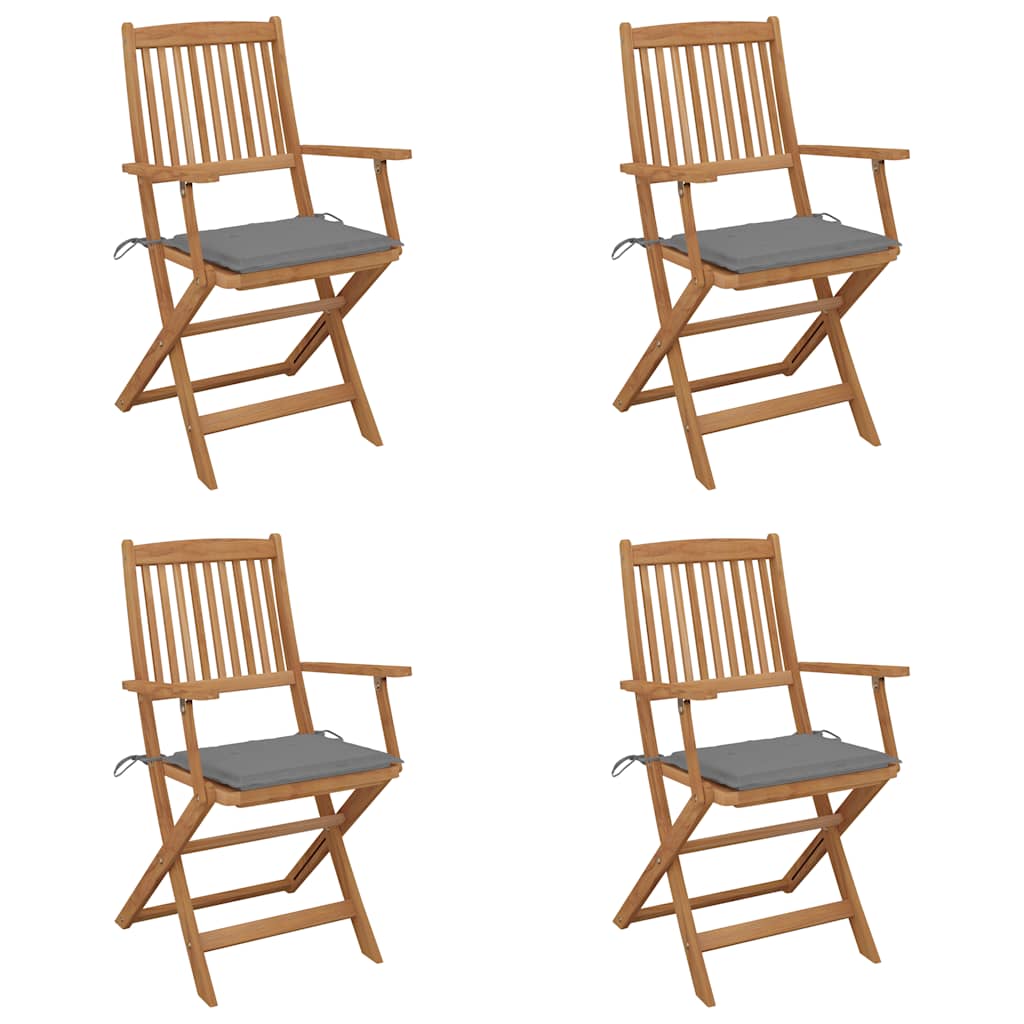 Tuinstoelen 4 st inklapbaar met kussens massief acaciahout is nu te koop bij PeponiXL, paradijselijk wonen!