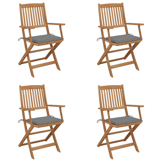 Tuinstoelen 4 st inklapbaar met kussens massief acaciahout is nu te koop bij PeponiXL, paradijselijk wonen!
