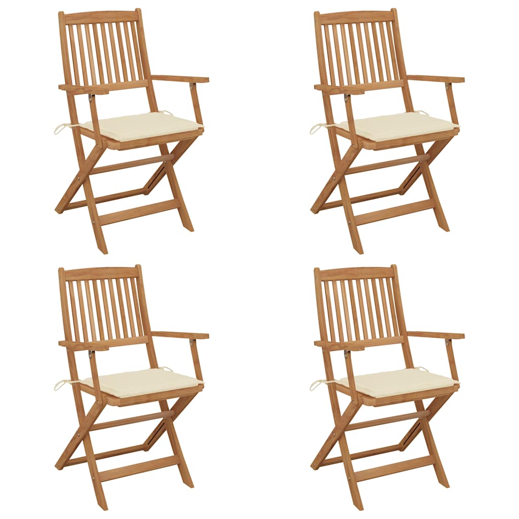 Tuinstoelen 4 st inklapbaar met kussens massief acaciahout is nu te koop bij PeponiXL, paradijselijk wonen!