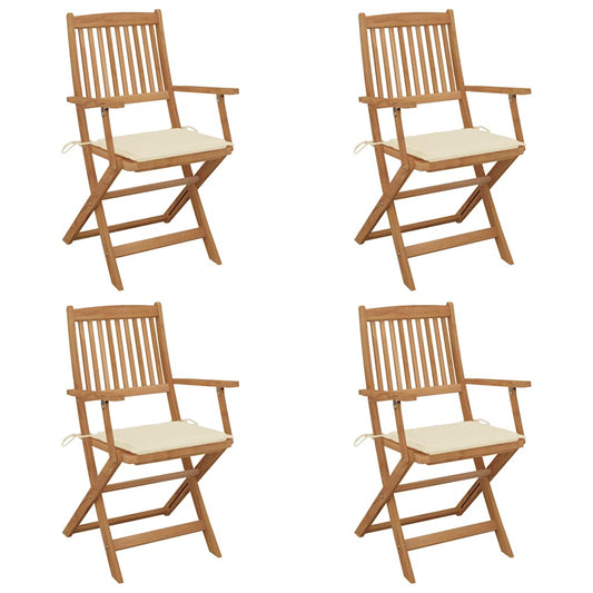 Tuinstoelen 4 st inklapbaar met kussens massief acaciahout is nu te koop bij PeponiXL, paradijselijk wonen!