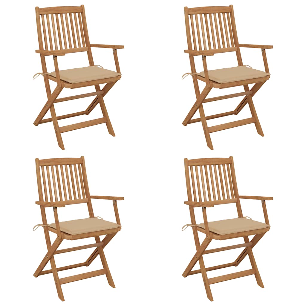 Tuinstoelen 4 st inklapbaar met kussens massief acaciahout is nu te koop bij PeponiXL, paradijselijk wonen!