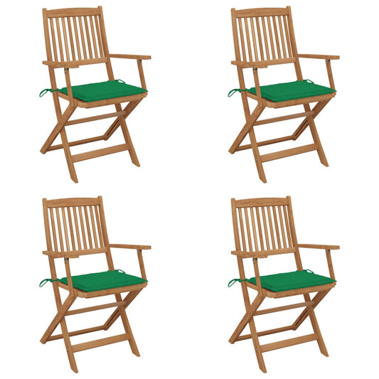 Tuinstoelen 4 st inklapbaar met kussens massief acaciahout is nu te koop bij PeponiXL, paradijselijk wonen!