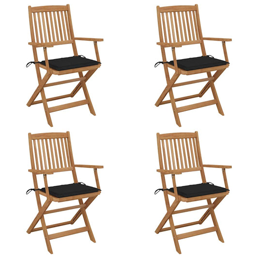 Tuinstoelen 4 st inklapbaar met kussens massief acaciahout is nu te koop bij PeponiXL, paradijselijk wonen!