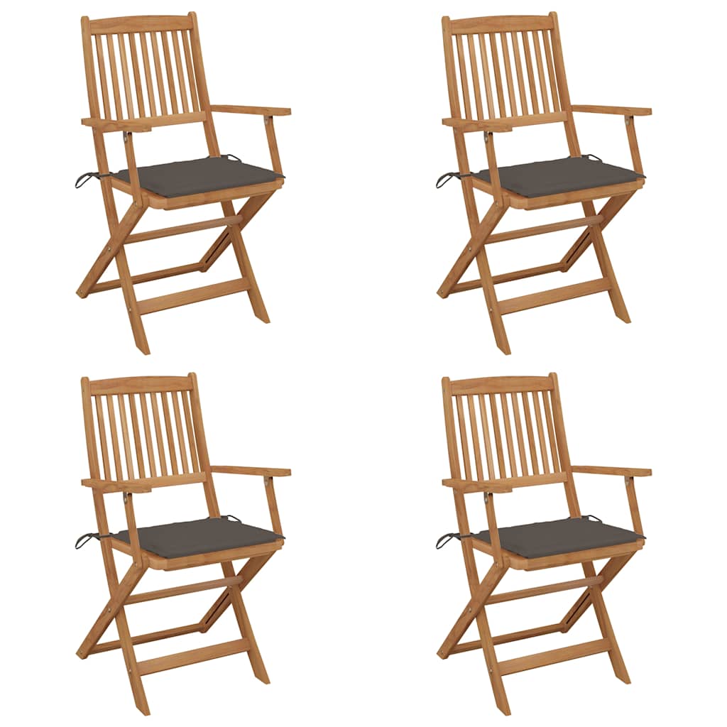 Tuinstoelen 4 st inklapbaar met kussens massief acaciahout is nu te koop bij PeponiXL, paradijselijk wonen!