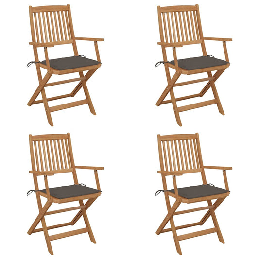 Tuinstoelen 4 st inklapbaar met kussens massief acaciahout is nu te koop bij PeponiXL, paradijselijk wonen!