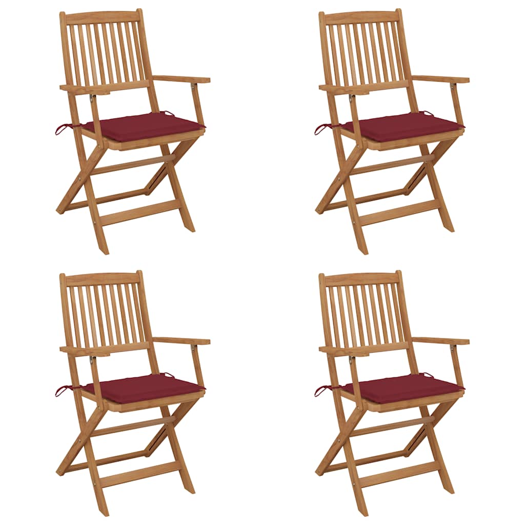 Tuinstoelen 4 st inklapbaar met kussens massief acaciahout is nu te koop bij PeponiXL, paradijselijk wonen!