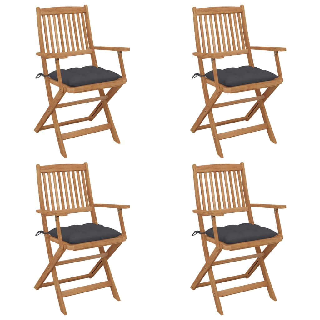 Tuinstoelen 4 st inklapbaar met kussens massief acaciahout is nu te koop bij PeponiXL, paradijselijk wonen!