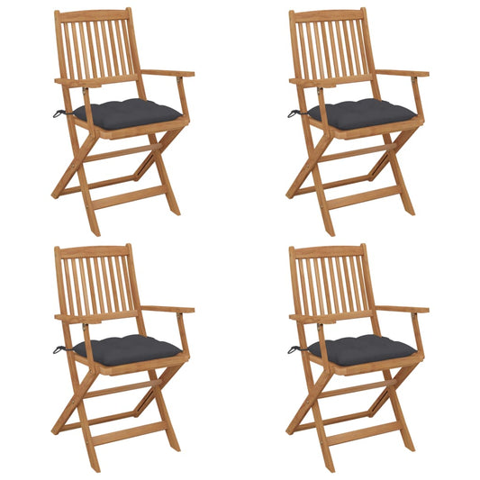 Tuinstoelen 4 st inklapbaar met kussens massief acaciahout is nu te koop bij PeponiXL, paradijselijk wonen!