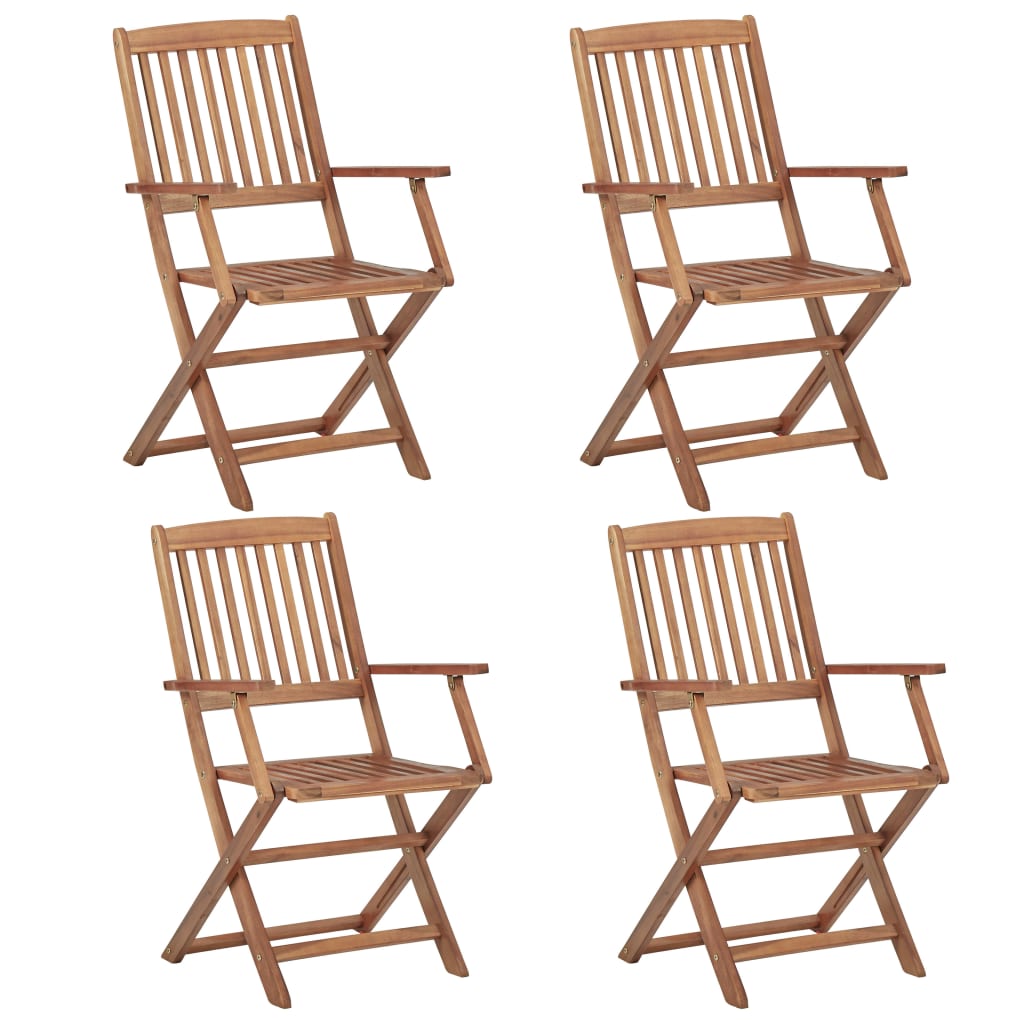 Tuinstoelen 4 st inklapbaar met kussens massief acaciahout is nu te koop bij PeponiXL, paradijselijk wonen!