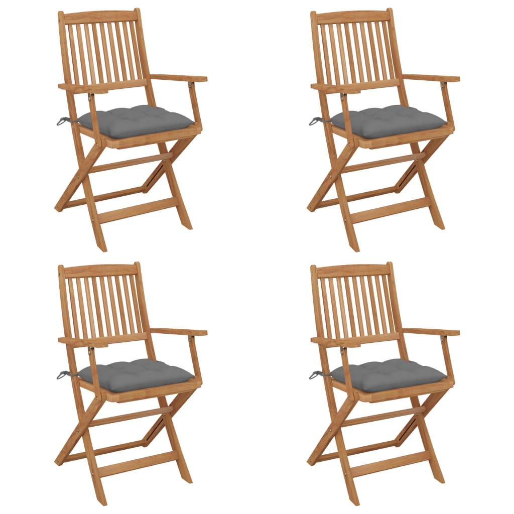 Tuinstoelen 4 st inklapbaar met kussens massief acaciahout is nu te koop bij PeponiXL, paradijselijk wonen!