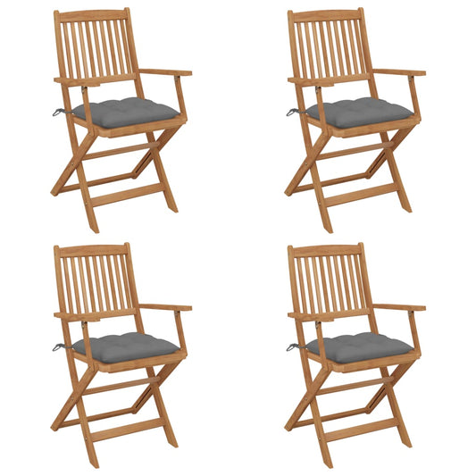 Tuinstoelen 4 st inklapbaar met kussens massief acaciahout is nu te koop bij PeponiXL, paradijselijk wonen!