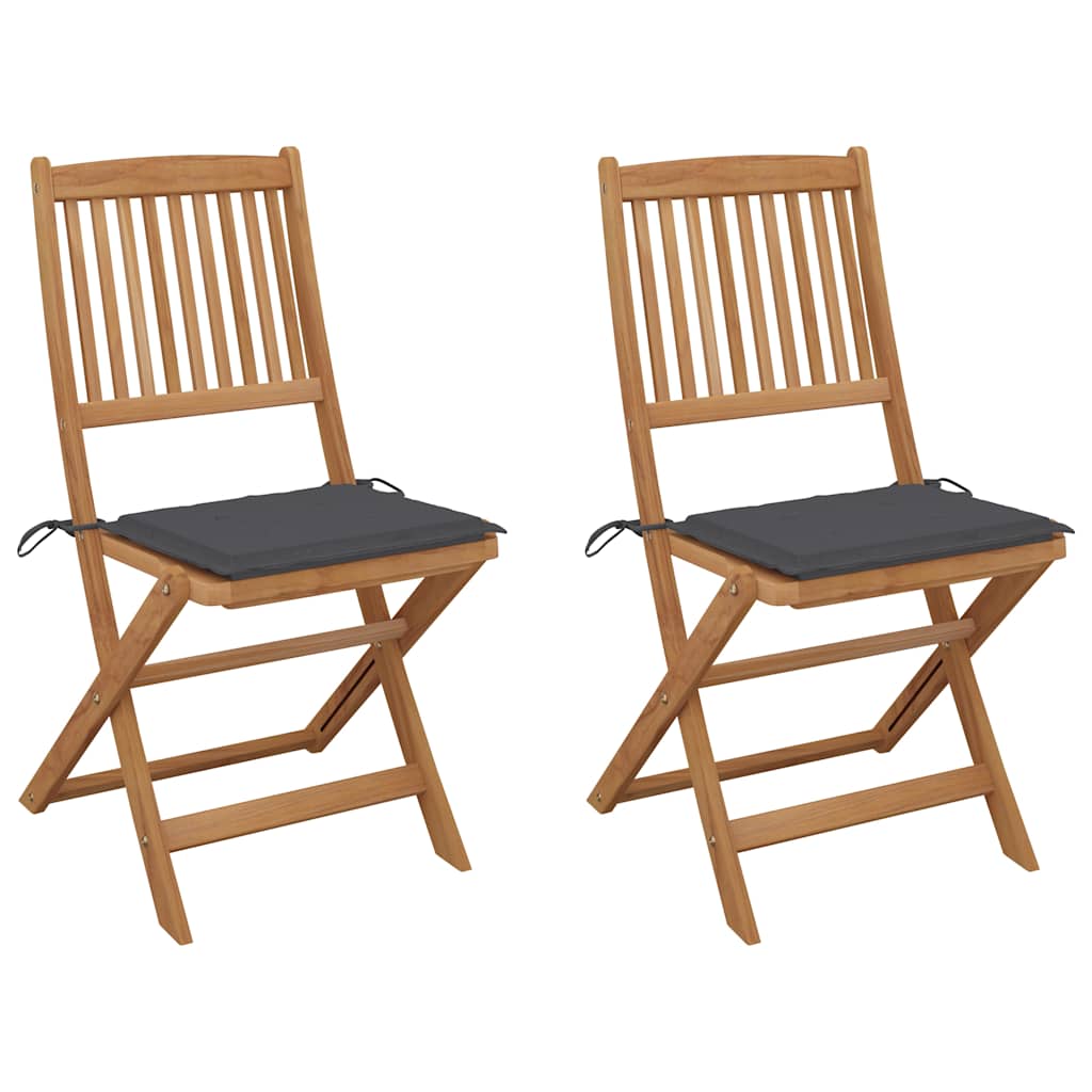 Tuinstoelen 2 st inklapbaar met kussens massief acaciahout is nu te koop bij PeponiXL, paradijselijk wonen!