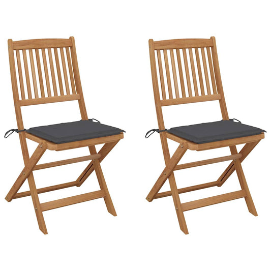 Tuinstoelen 2 st inklapbaar met kussens massief acaciahout is nu te koop bij PeponiXL, paradijselijk wonen!
