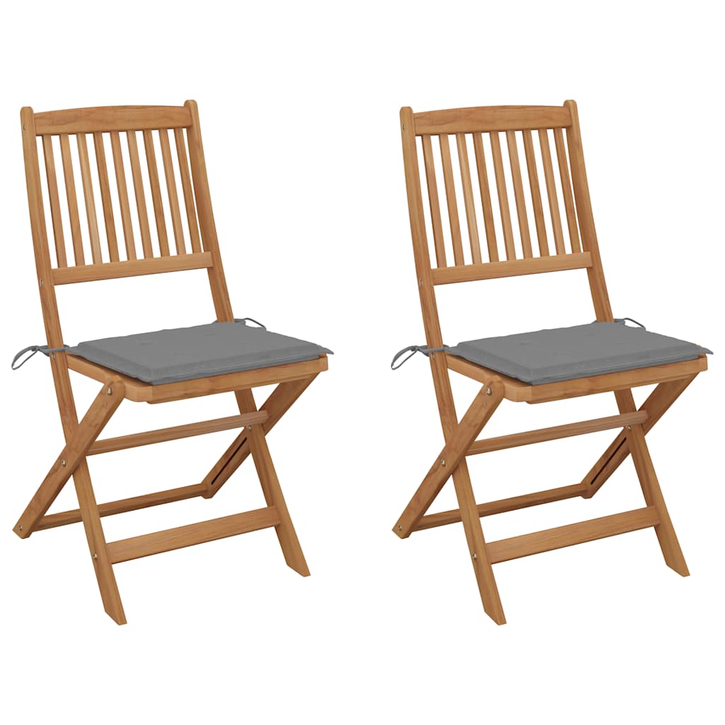 Tuinstoelen 2 st inklapbaar met kussens massief acaciahout is nu te koop bij PeponiXL, paradijselijk wonen!