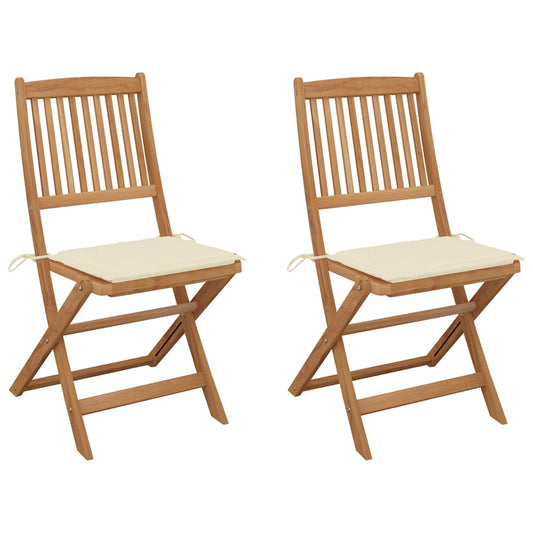 Tuinstoelen 2 st inklapbaar met kussens massief acaciahout is nu te koop bij PeponiXL, paradijselijk wonen!