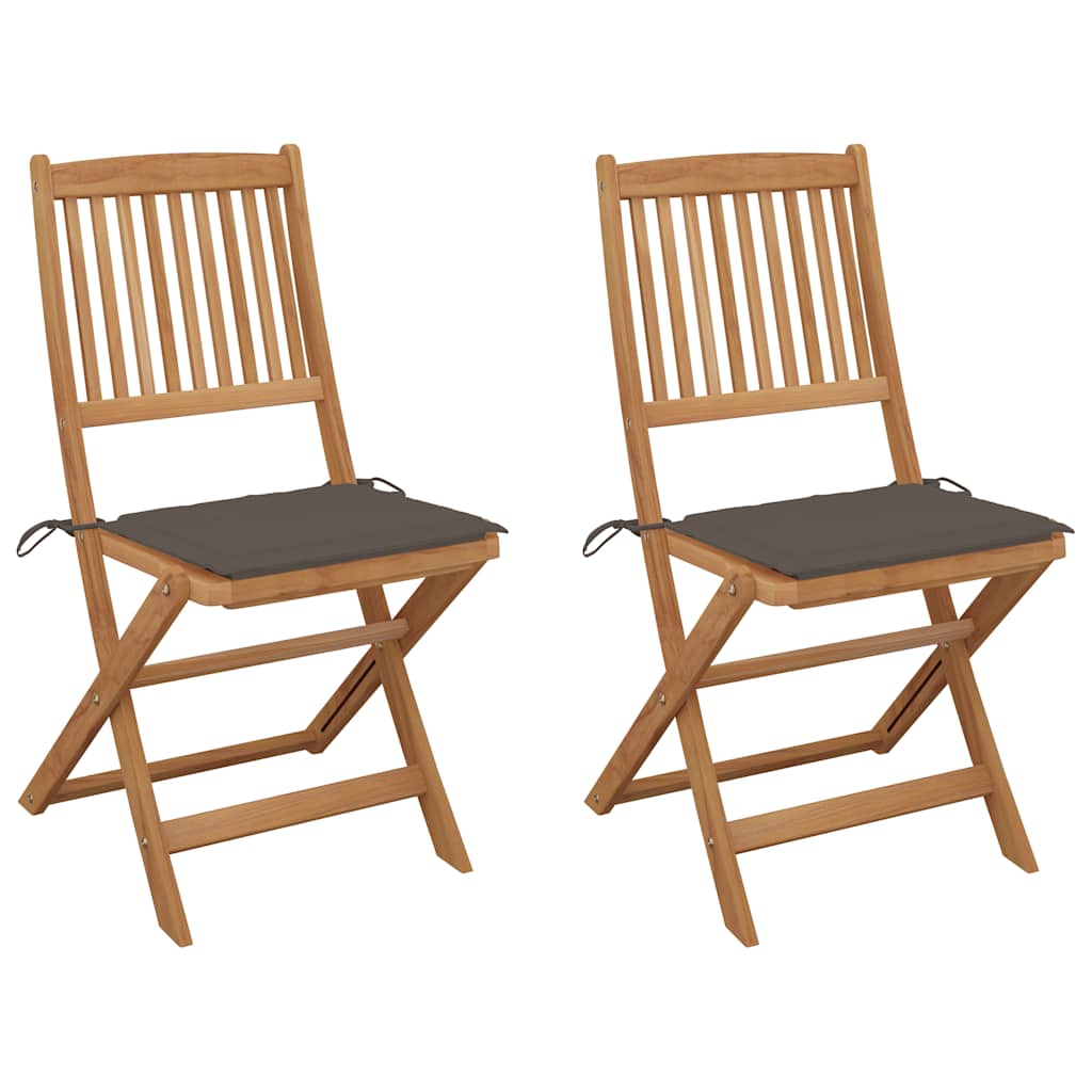 Tuinstoelen 2 st inklapbaar met kussens massief acaciahout is nu te koop bij PeponiXL, paradijselijk wonen!