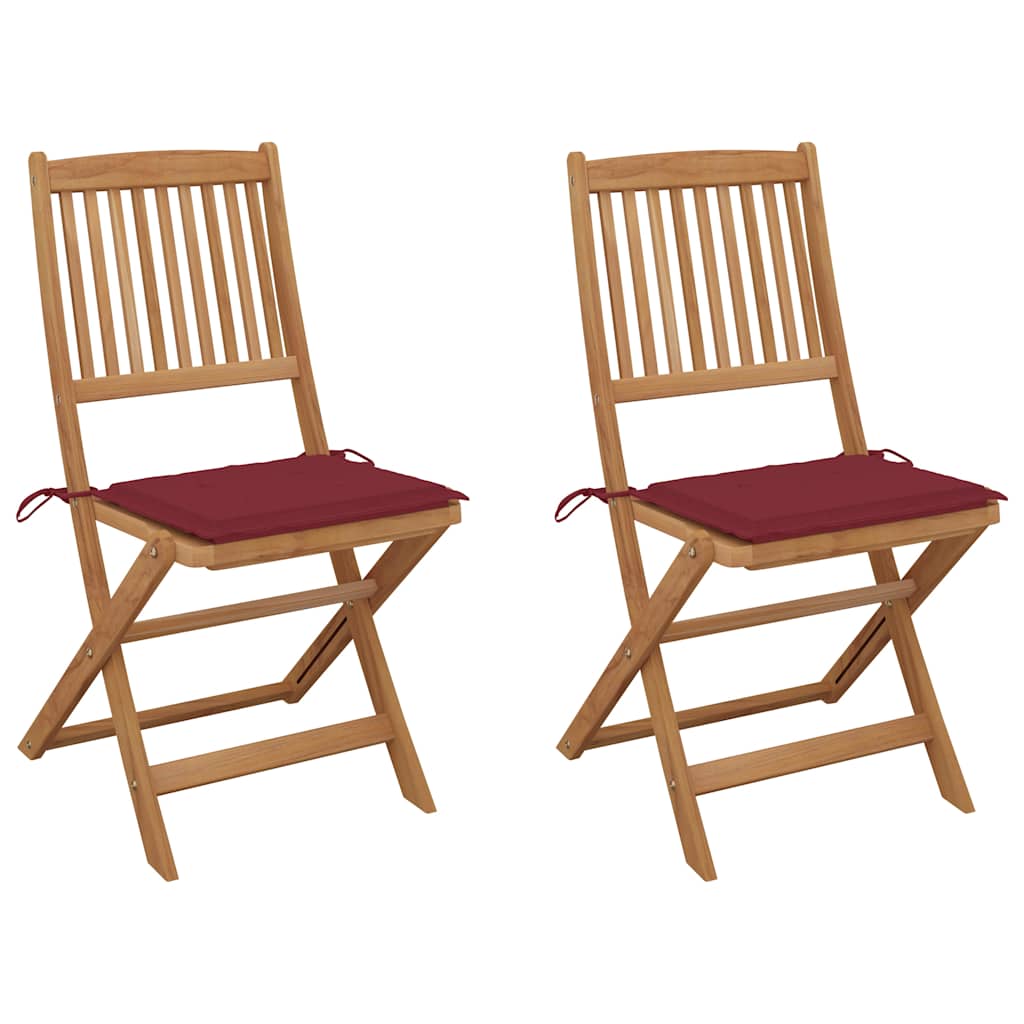 Tuinstoelen 2 st inklapbaar met kussens massief acaciahout is nu te koop bij PeponiXL, paradijselijk wonen!