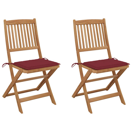 Tuinstoelen 2 st inklapbaar met kussens massief acaciahout is nu te koop bij PeponiXL, paradijselijk wonen!