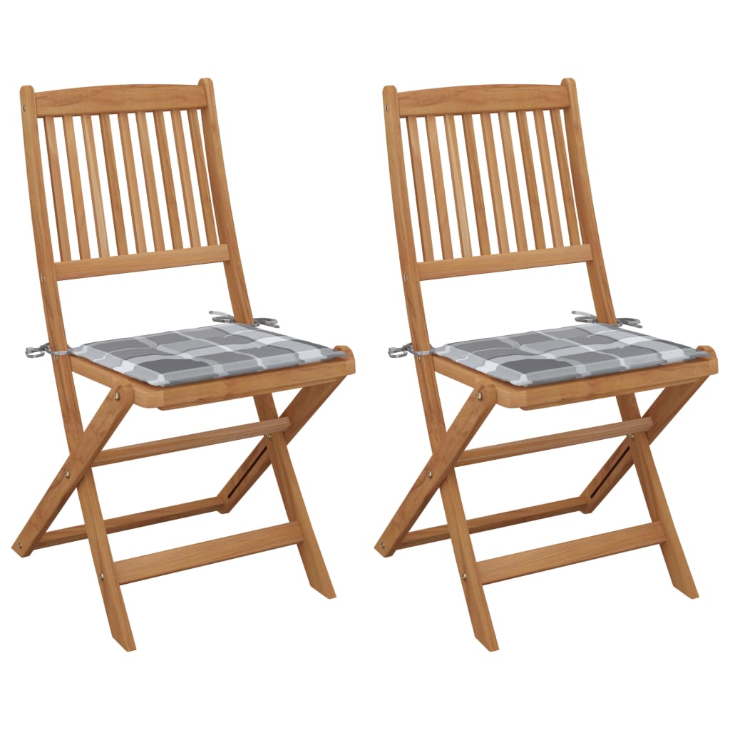 Tuinstoelen 2 st inklapbaar met kussens massief acaciahout is nu te koop bij PeponiXL, paradijselijk wonen!