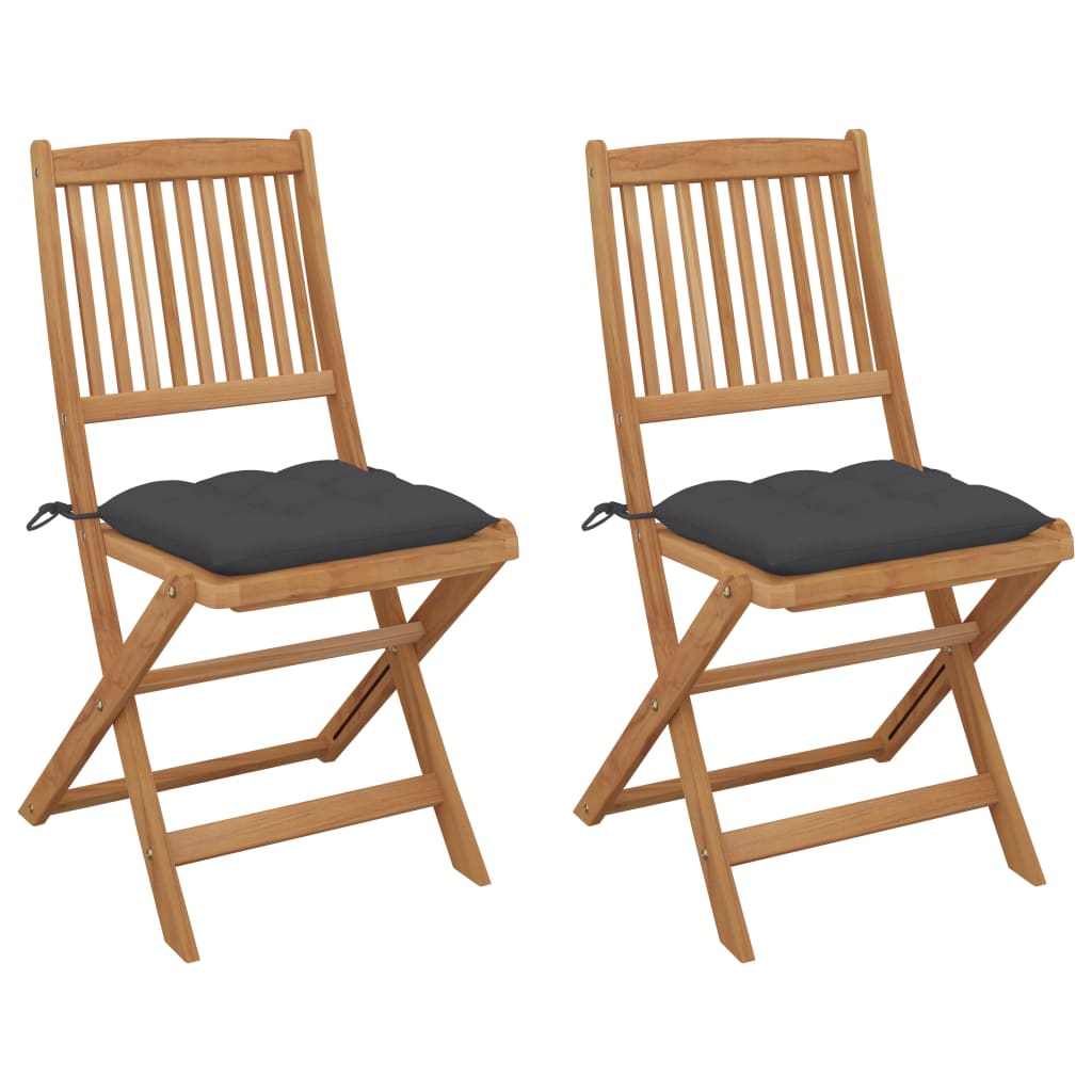 Tuinstoelen 2 st inklapbaar met kussens massief acaciahout is nu te koop bij PeponiXL, paradijselijk wonen!