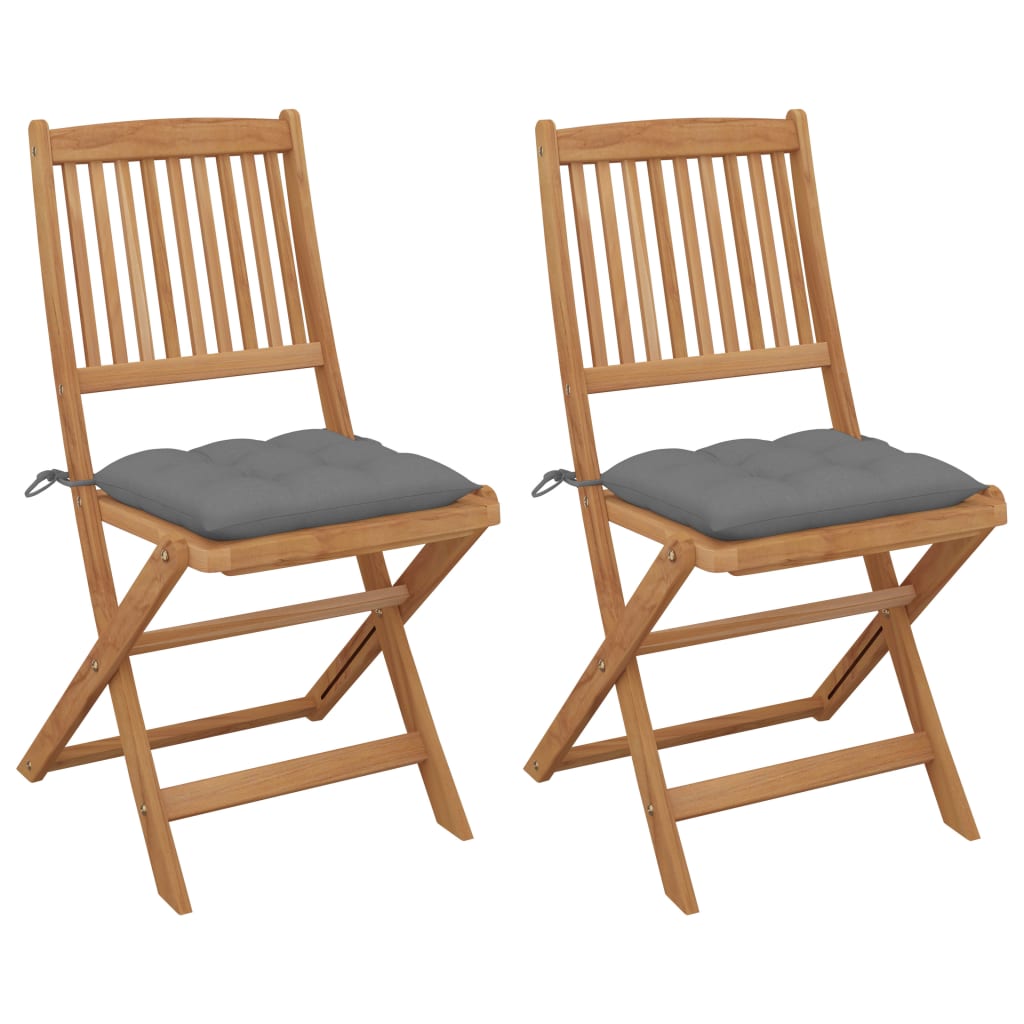 Tuinstoelen 2 st inklapbaar met kussens massief acaciahout is nu te koop bij PeponiXL, paradijselijk wonen!