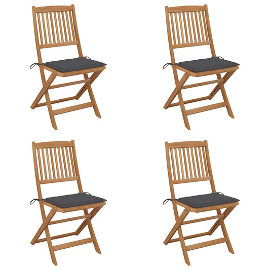 Tuinstoelen 4 st inklapbaar met kussens massief acaciahout is nu te koop bij PeponiXL, paradijselijk wonen!