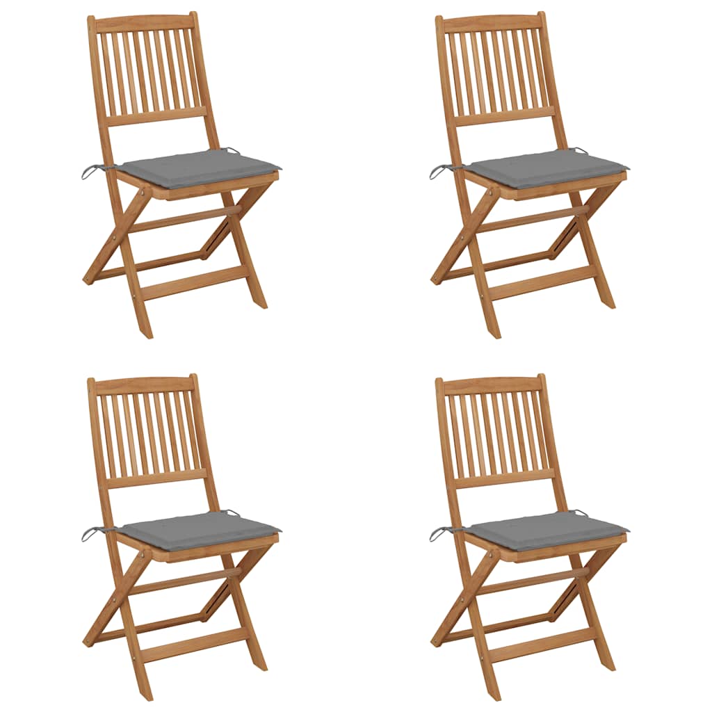 Tuinstoelen 4 st inklapbaar met kussens massief acaciahout is nu te koop bij PeponiXL, paradijselijk wonen!