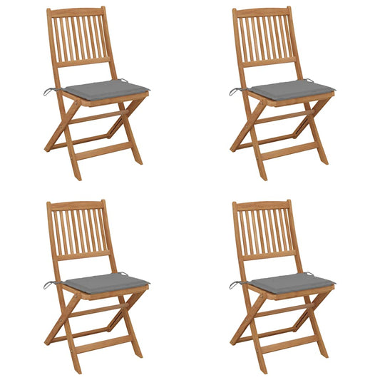 Tuinstoelen 4 st inklapbaar met kussens massief acaciahout is nu te koop bij PeponiXL, paradijselijk wonen!