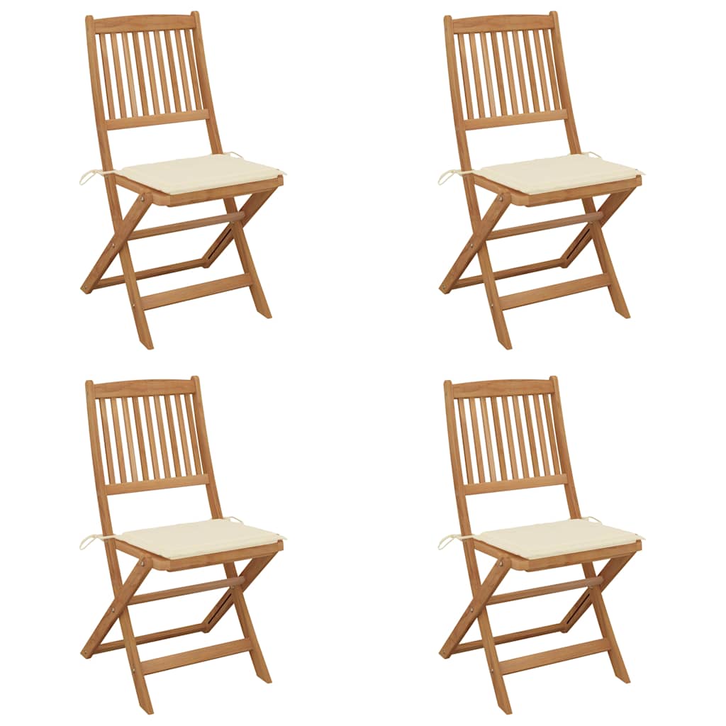 Tuinstoelen 4 st inklapbaar met kussens massief acaciahout is nu te koop bij PeponiXL, paradijselijk wonen!