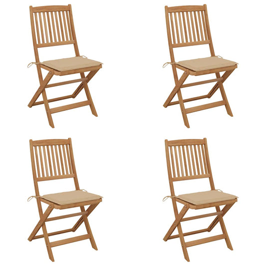 Tuinstoelen 4 st inklapbaar met kussens massief acaciahout is nu te koop bij PeponiXL, paradijselijk wonen!